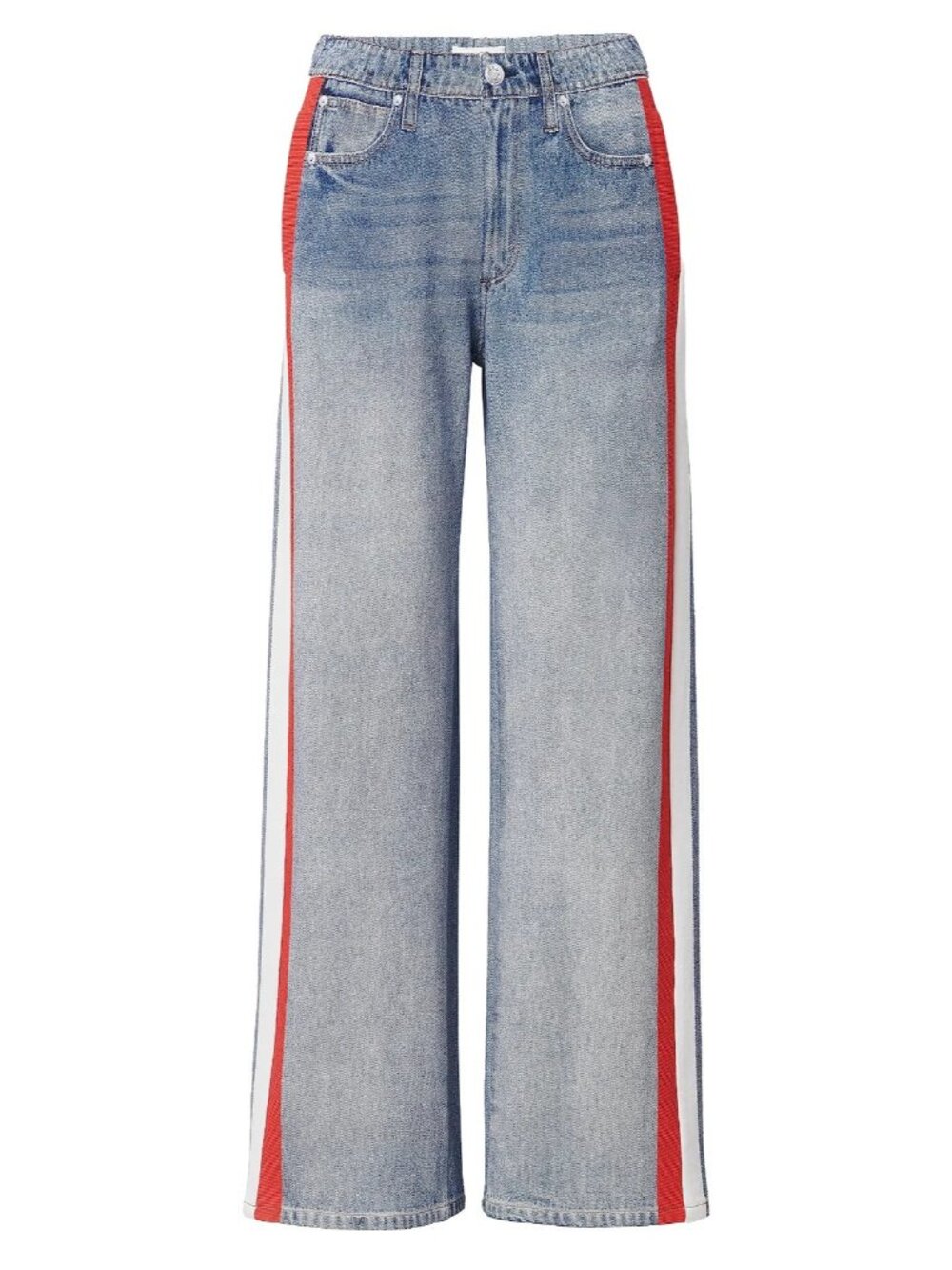 NWT rag & bone Miramar Terry in Coney Track Stripe Printed Faux Jean Pants L - Picture 6 of 12